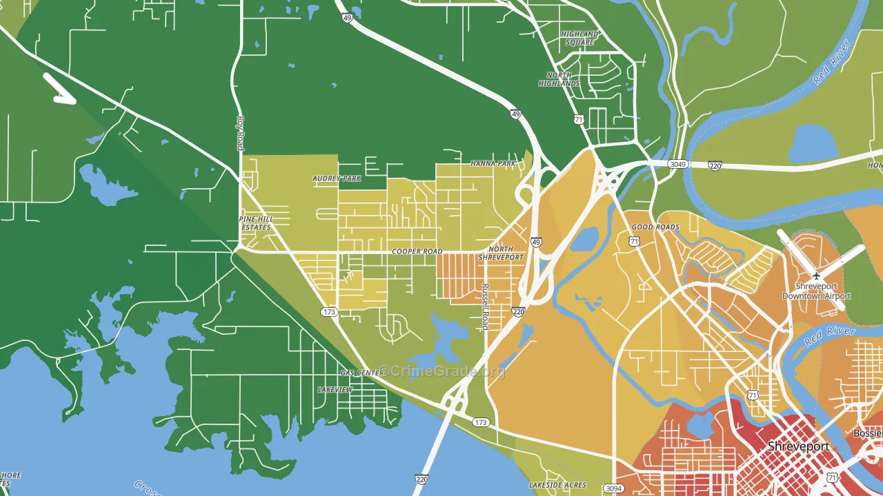 Martin Luther King, Shreveport, LA Map of Drug-Related Crime Rates