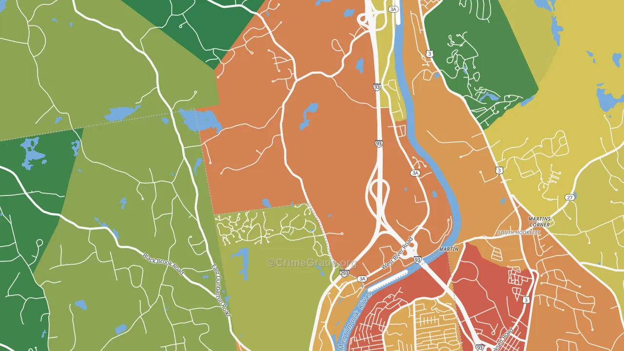 Martin, NH Map of Drug-Related Crime Rates