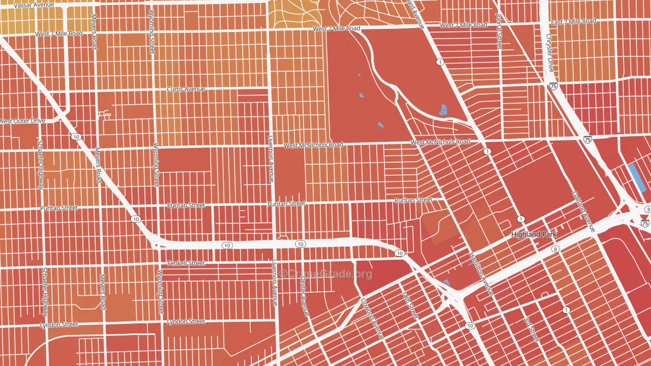 Martin Park, Detroit, MI Map of Drug-Related Crime Rates