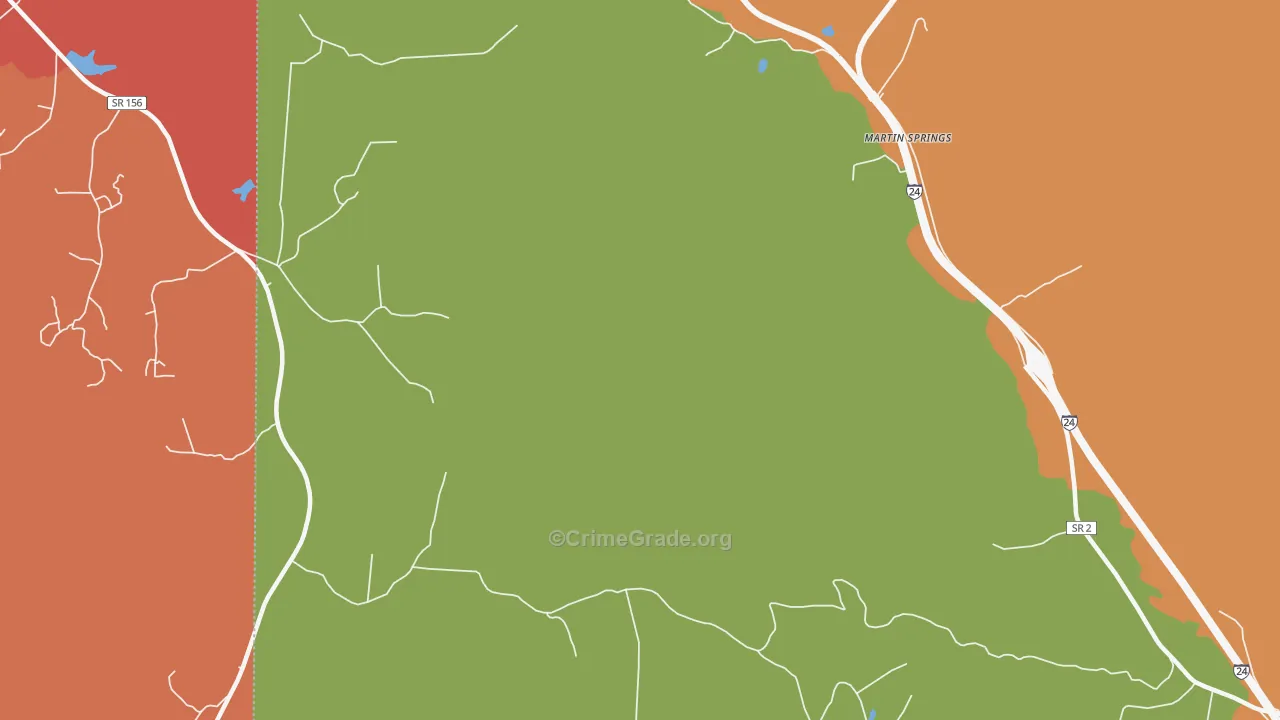 Martin Springs, TN Map of Drug-Related Crime Rates