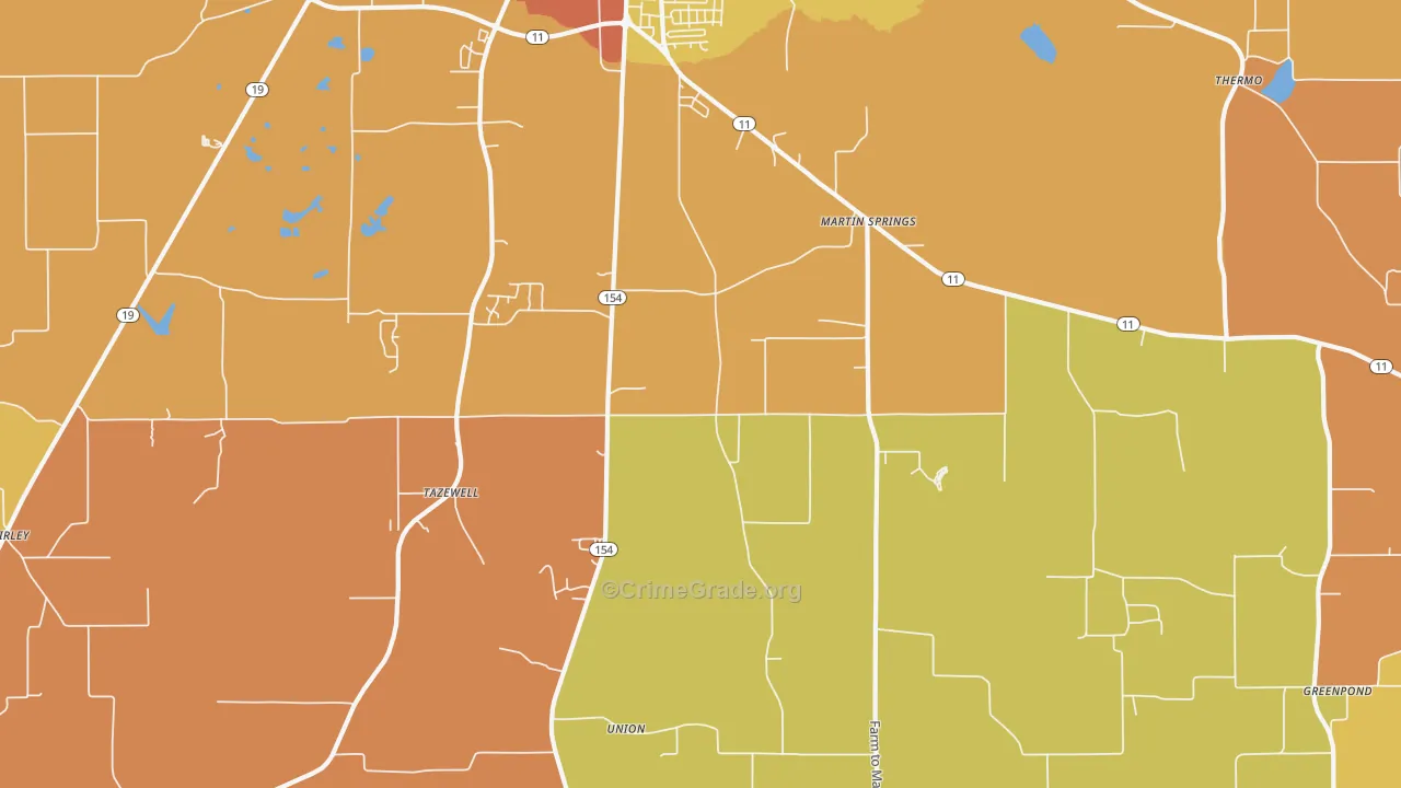 Martin Springs, TX Map of Drug-Related Crime Rates