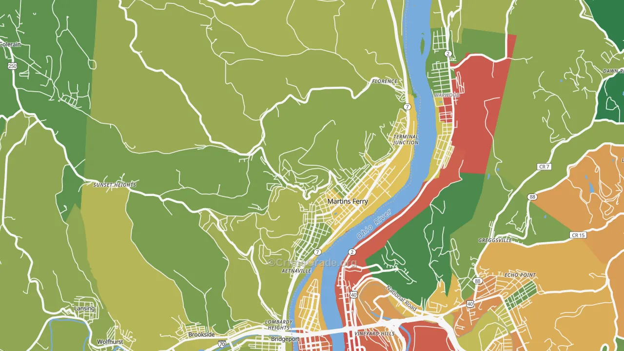 Martins Ferry, OH Map of Drug-Related Crime Rates