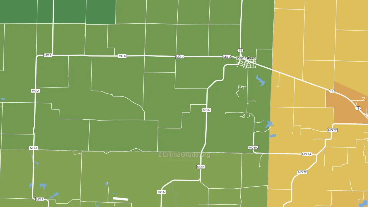 Martinsburg, MO Map of Drug-Related Crime Rates