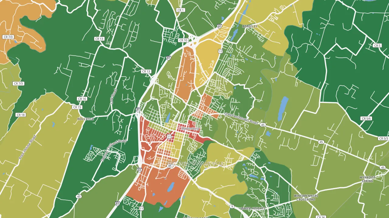 Martinsburg, WV Map of Drug-Related Crime Rates
