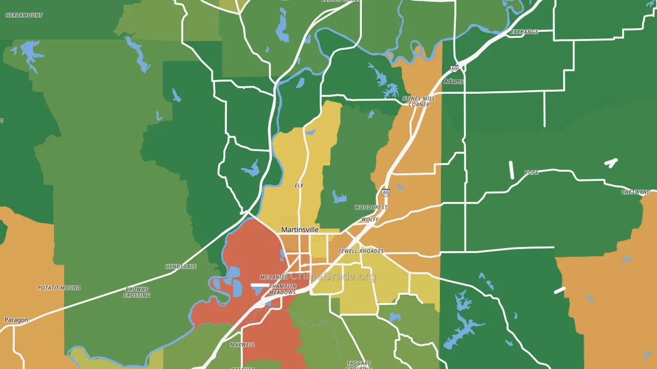 Martinsville, IN Map of Drug-Related Crime Rates