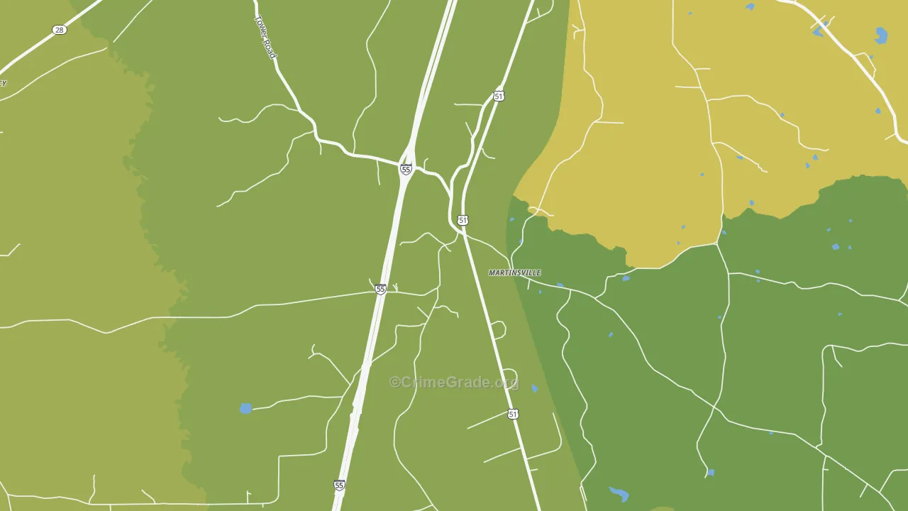 Martinsville, MS Map of Drug-Related Crime Rates