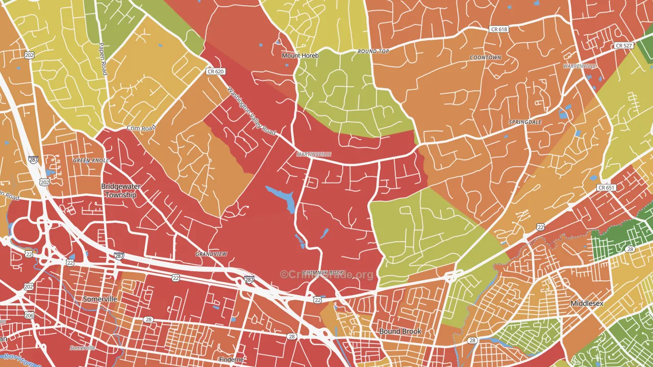 Martinsville, NJ Map of Drug-Related Crime Rates