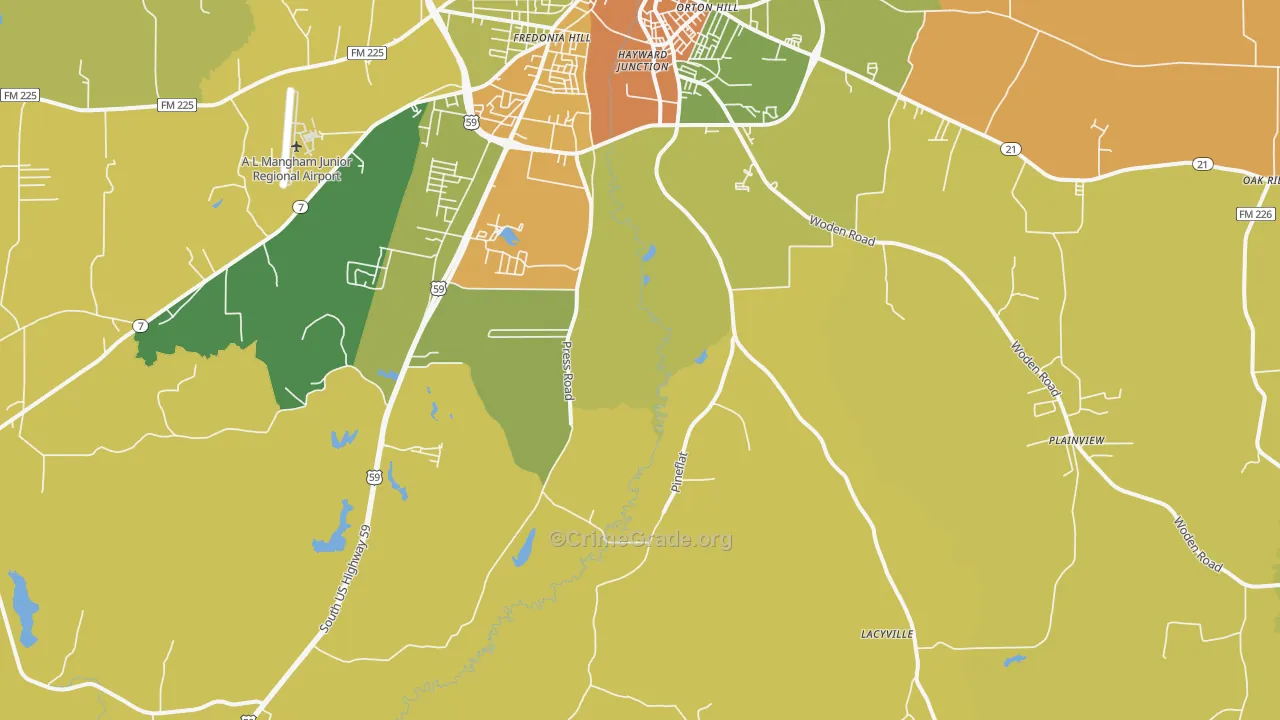 Martinsville, TX Map of Drug-Related Crime Rates