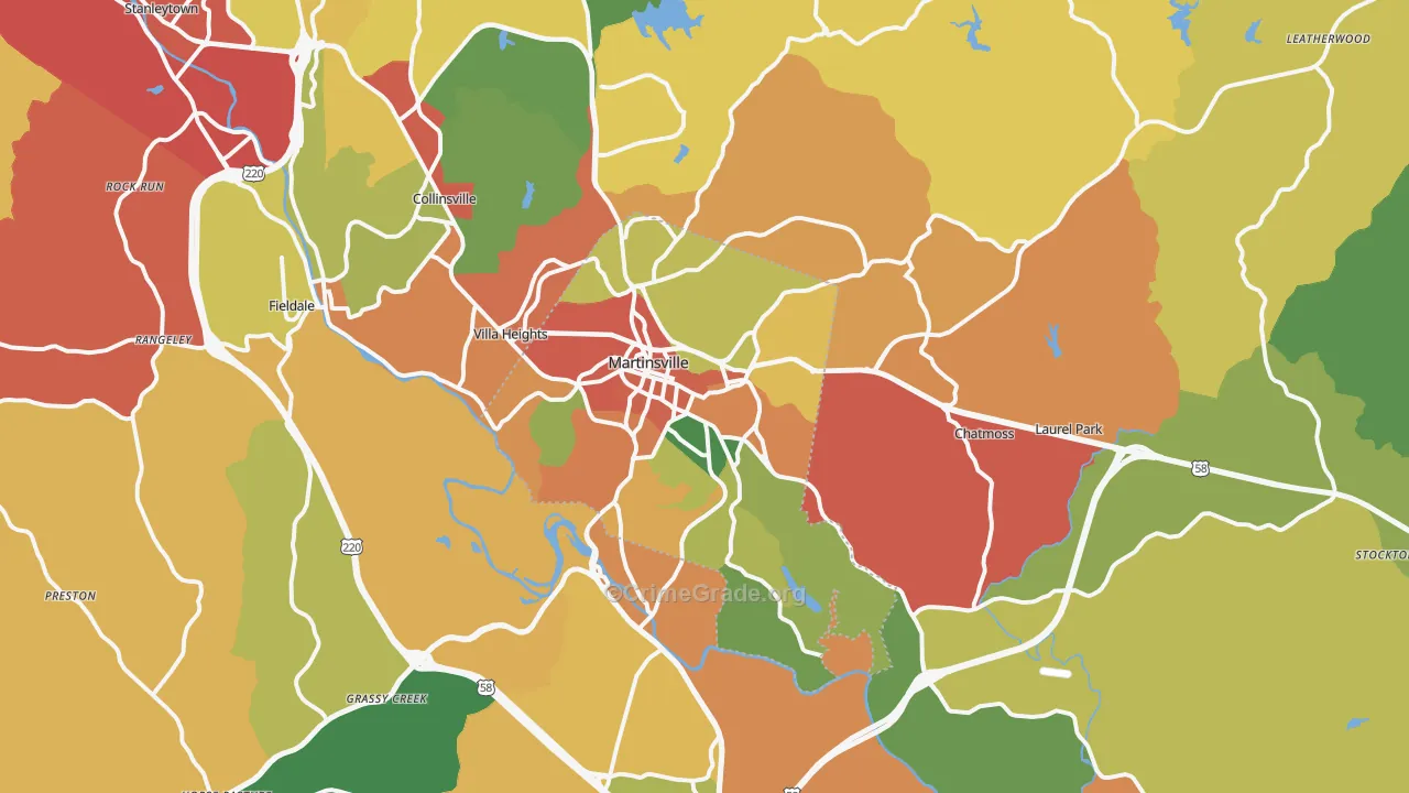 Martinsville, VA Map of Drug-Related Crime Rates