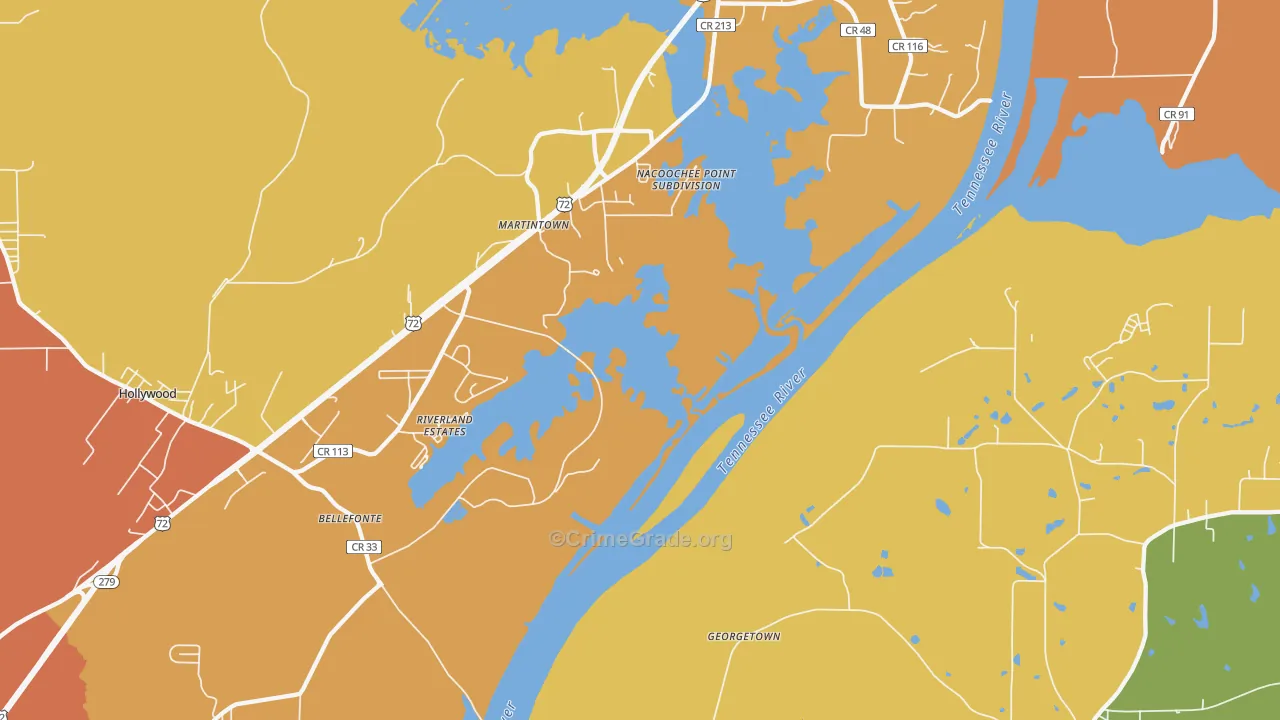 Martintown, AL Map of Drug-Related Crime Rates