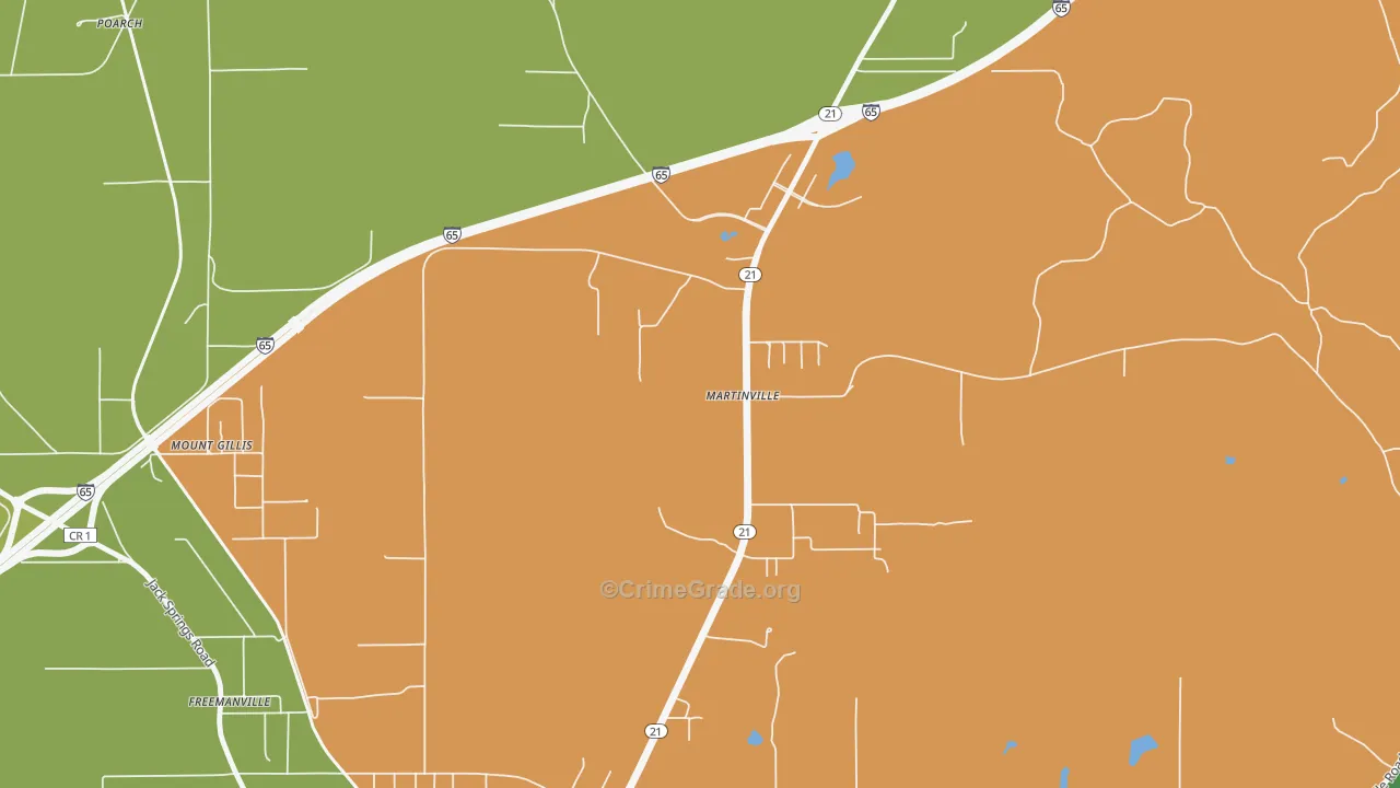 Martinville, AL Map of Drug-Related Crime Rates