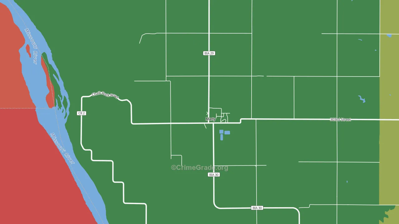Marty, SD Map of Drug-Related Crime Rates