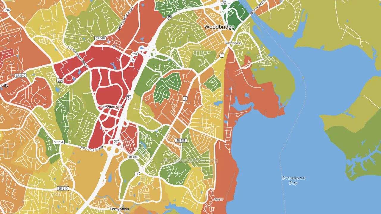 Marumsco, VA Map of Drug-Related Crime Rates