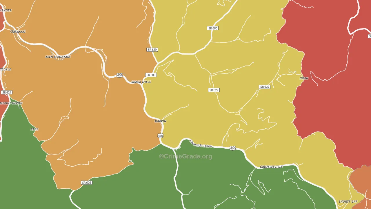 Marvin, VA Map of Drug-Related Crime Rates