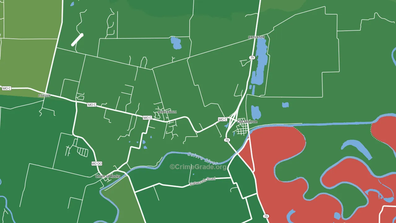 Maryknoll, MO Map of Drug-Related Crime Rates