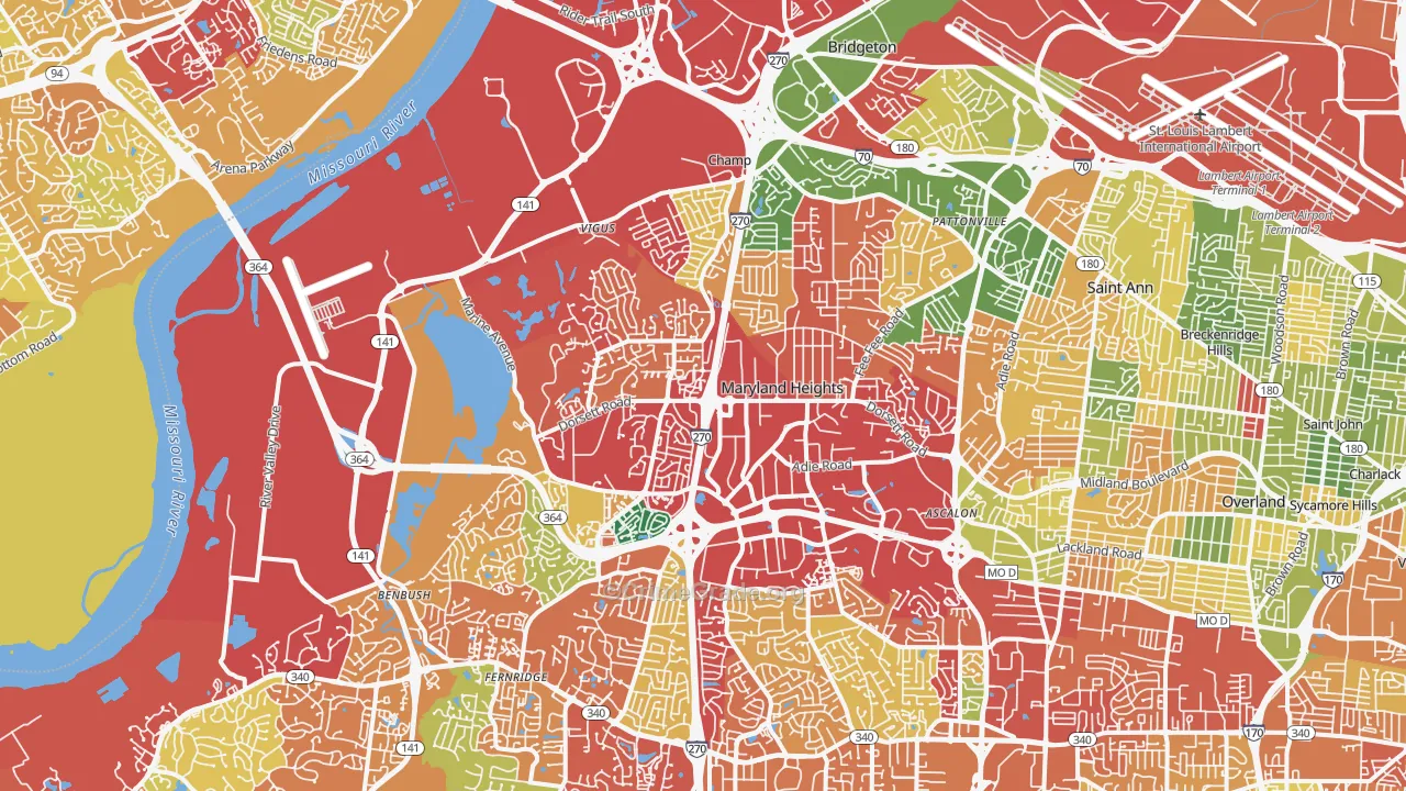 Maryland Heights, MO Map of Drug-Related Crime Rates