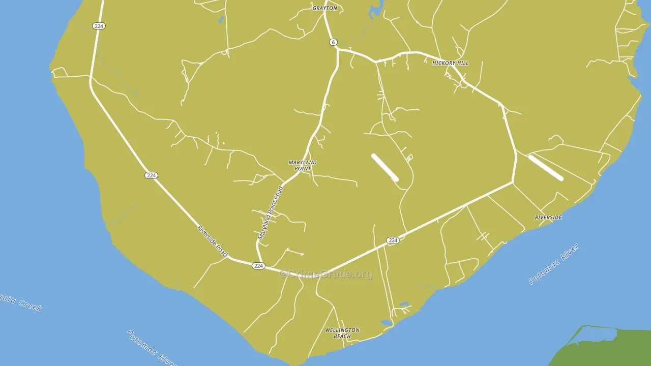 Maryland Point, MD Map of Drug-Related Crime Rates