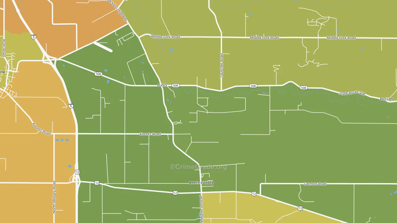 Marys Corner, WA Map of Drug-Related Crime Rates
