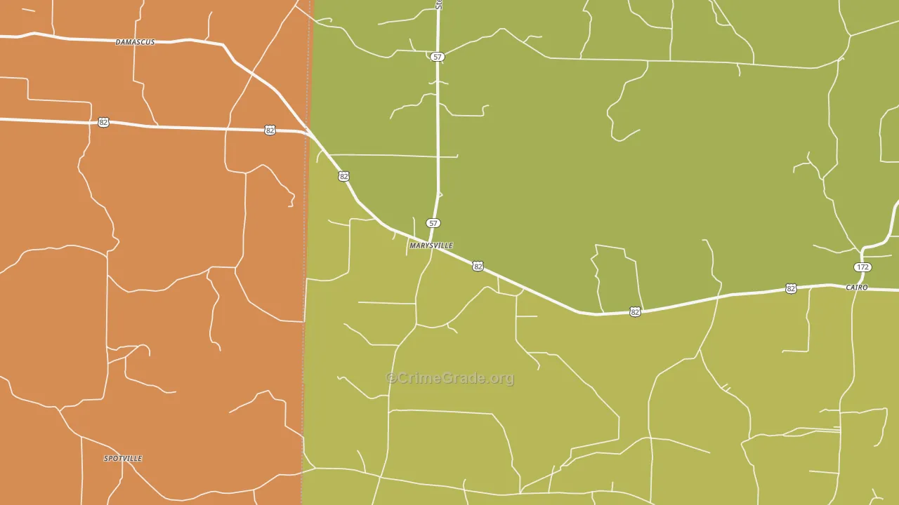 Marysville, AR Map of Drug-Related Crime Rates