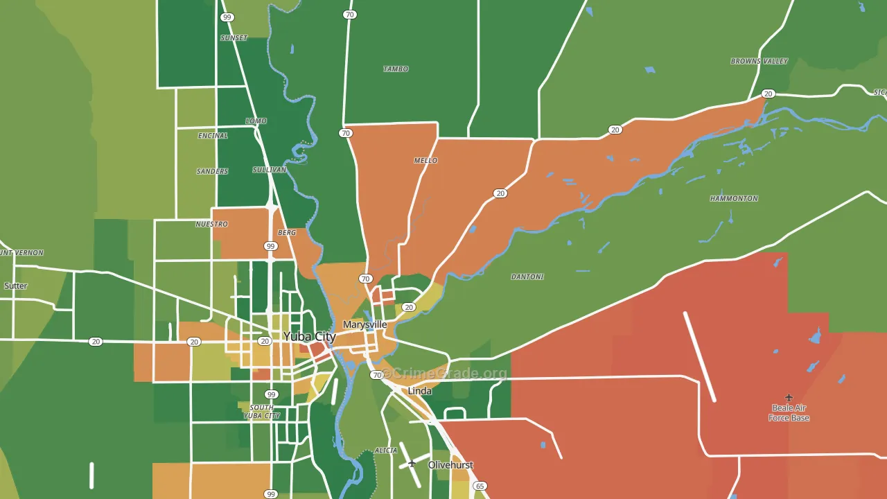 Marysville, CA Map of Drug-Related Crime Rates