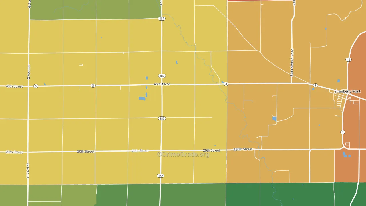Maryville, IA Map of Drug-Related Crime Rates
