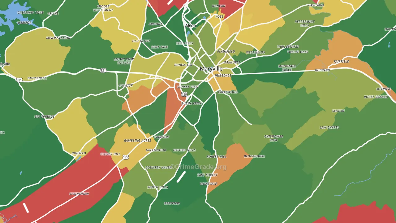 Maryville, TN Map of Drug-Related Crime Rates