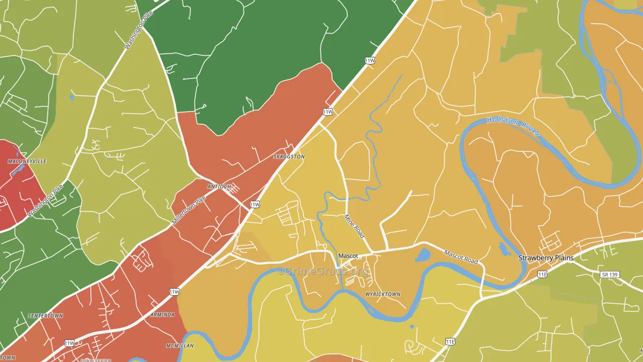 Mascot, TN Map of Drug-Related Crime Rates