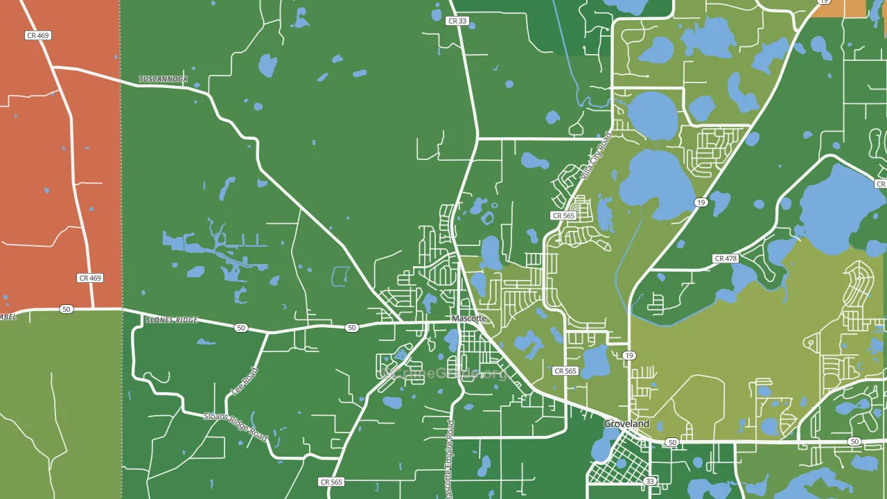 Mascotte, FL Map of Drug-Related Crime Rates
