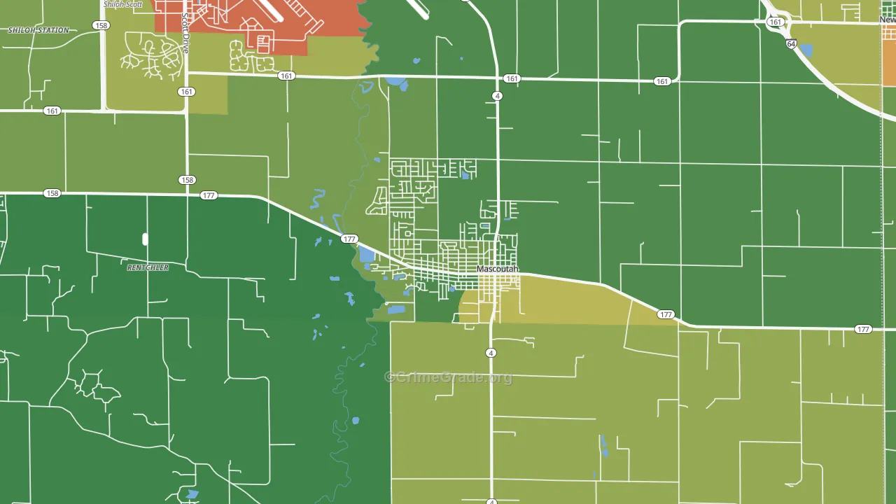 Mascoutah, IL Map of Drug-Related Crime Rates