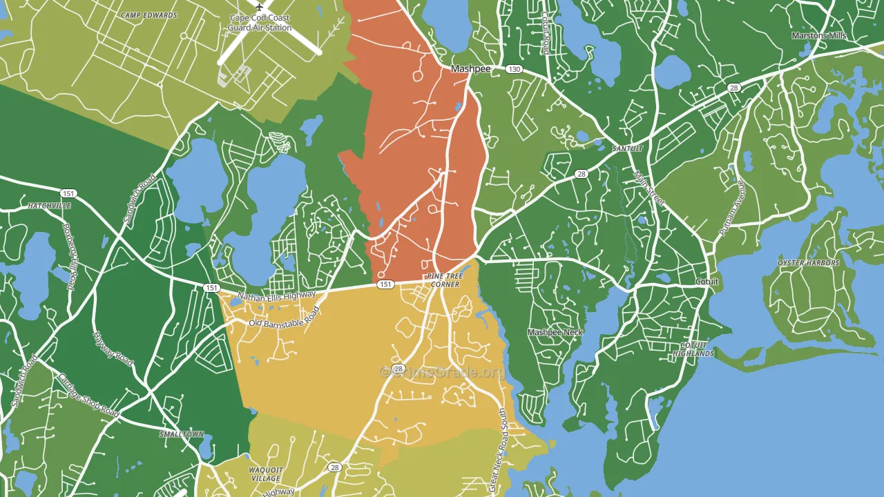 Mashpee, MA Map of Drug-Related Crime Rates
