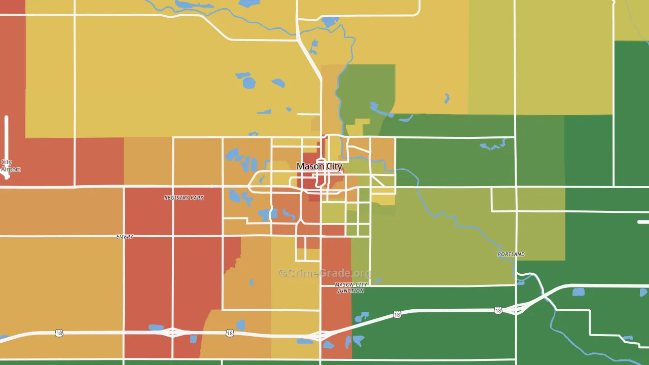Mason City, IA Map of Drug-Related Crime Rates