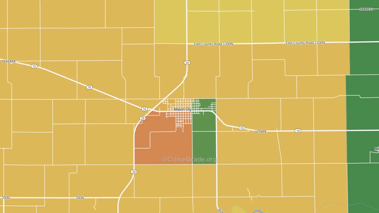 Mason City, IL Map of Drug-Related Crime Rates