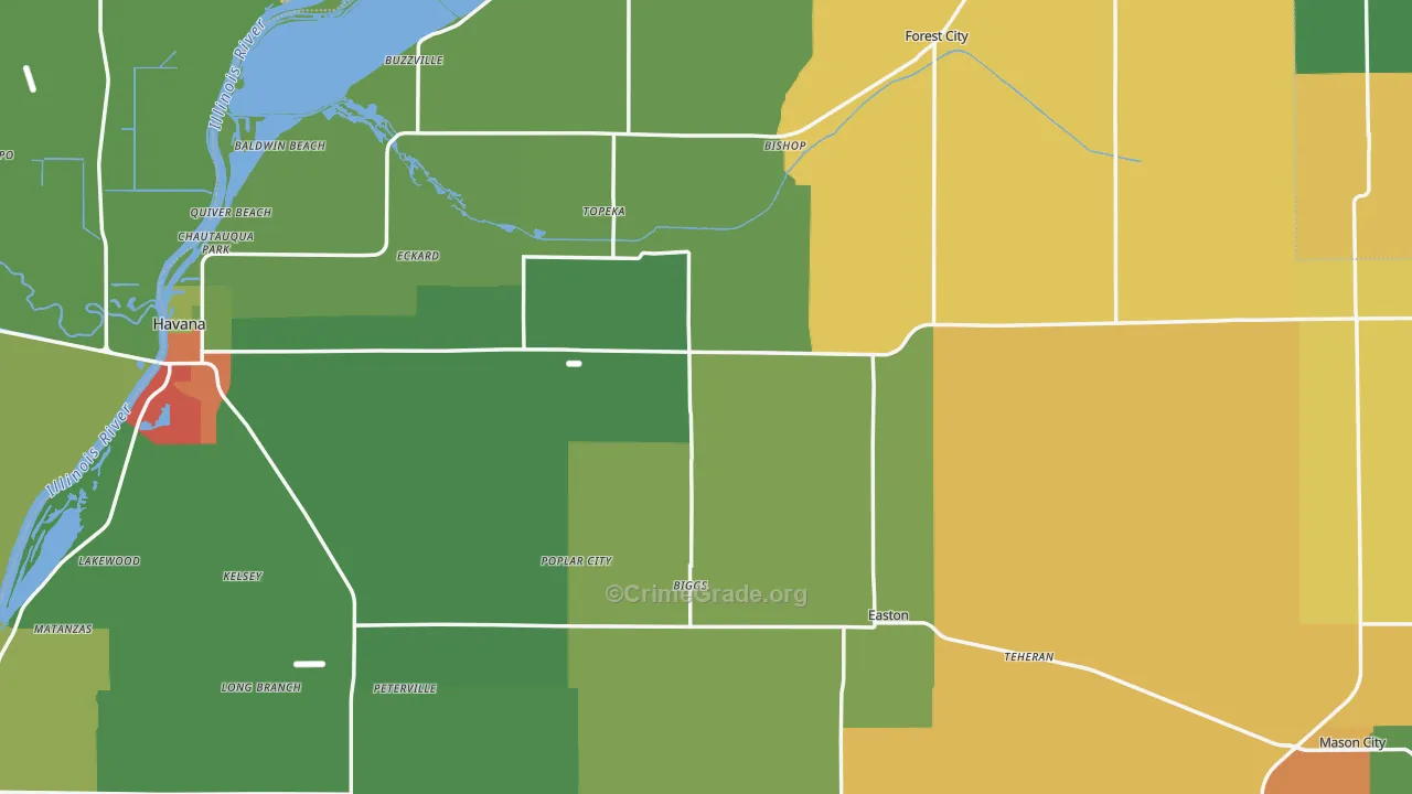 Mason County, IL Map of Drug-Related Crime Rates