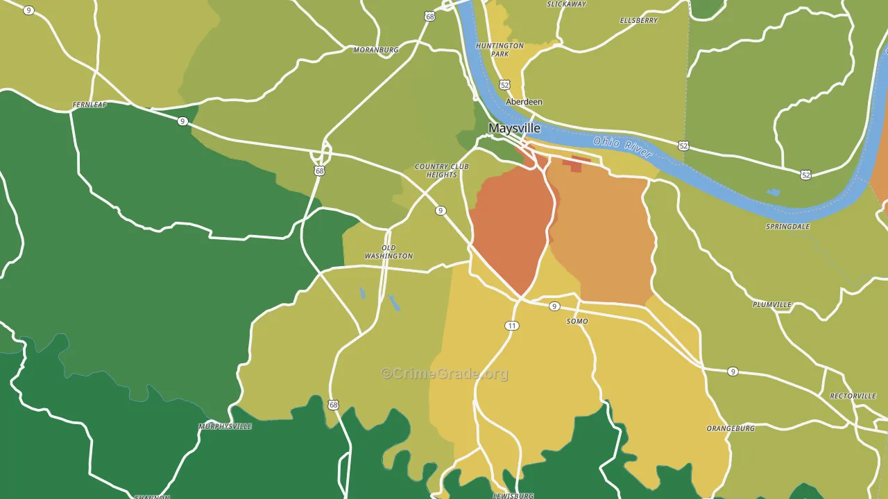 Mason County, KY Map of Drug-Related Crime Rates