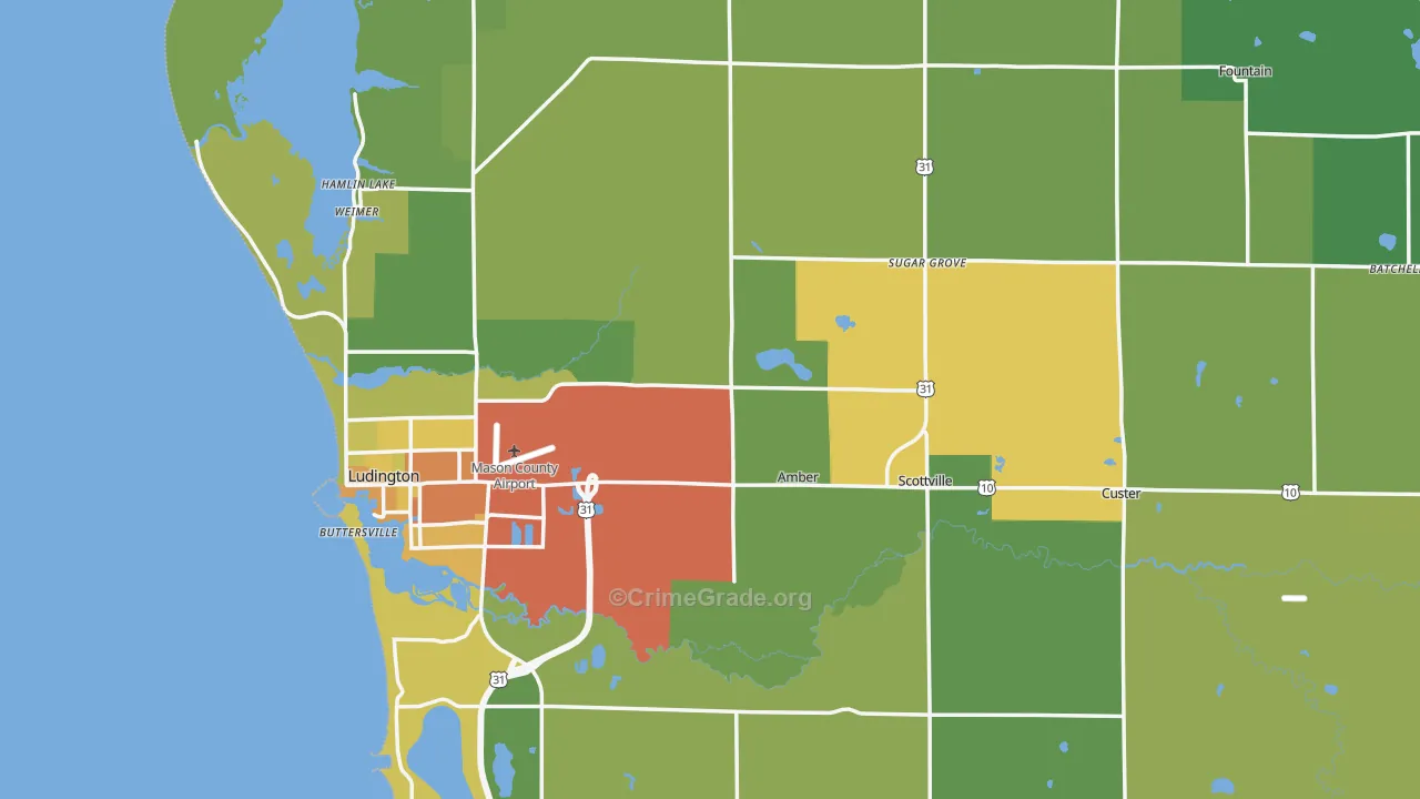 Mason County, MI Map of Drug-Related Crime Rates