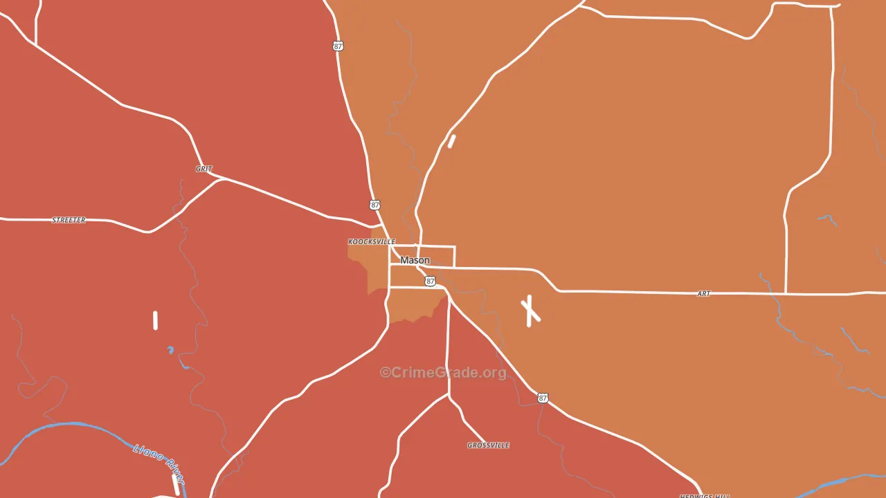 Mason County, TX Map of Drug-Related Crime Rates