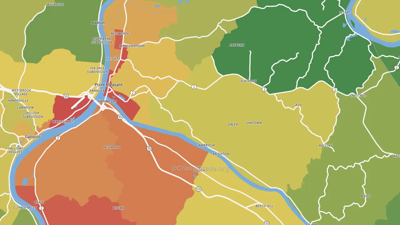 Mason County, WV Map of Drug-Related Crime Rates