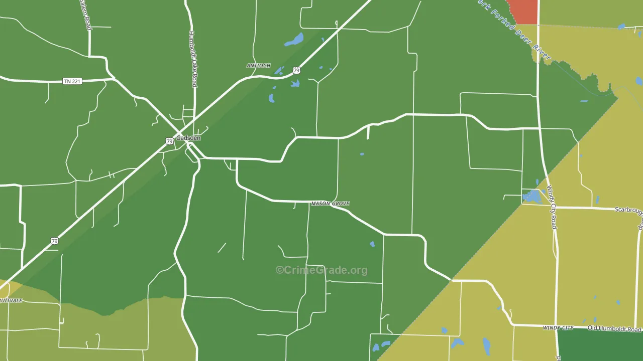Mason Grove, TN Map of Drug-Related Crime Rates