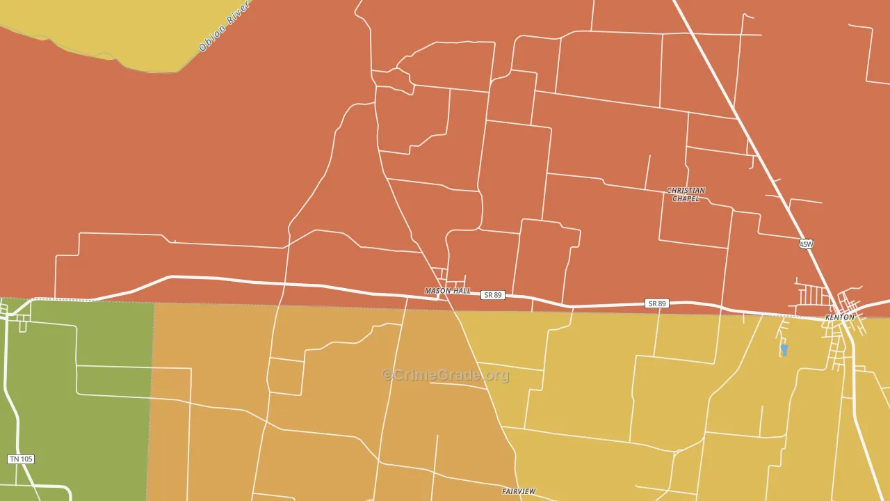 Mason Hall, TN Map of Drug-Related Crime Rates