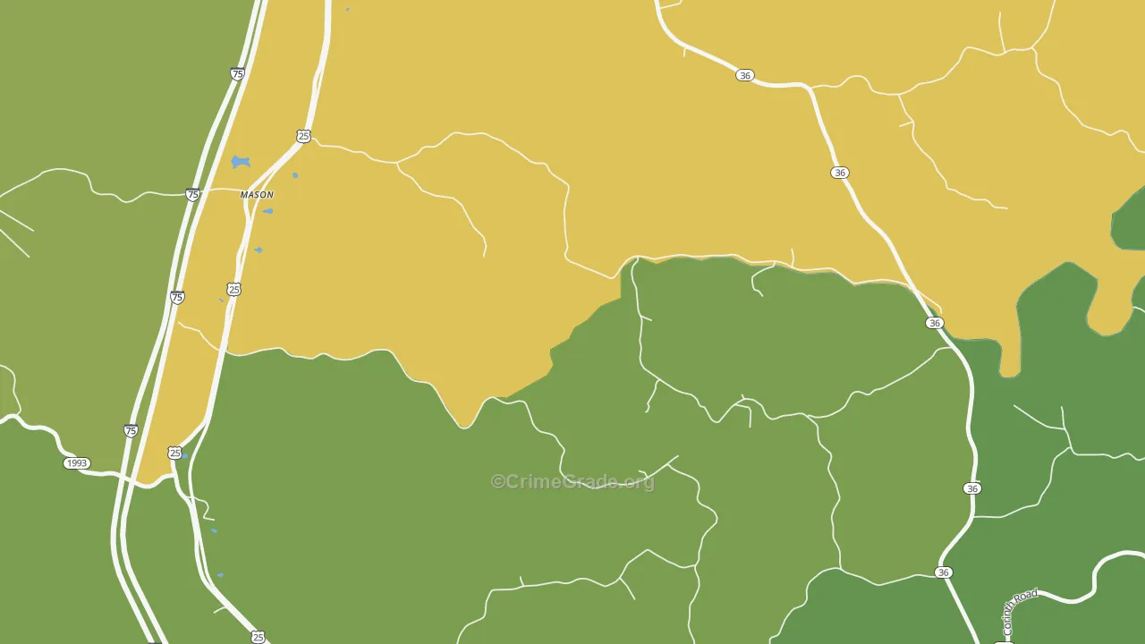 Mason, KY Map of Drug-Related Crime Rates