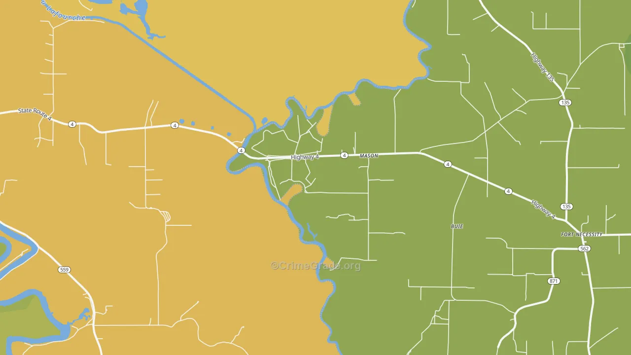 Mason, LA Map of Drug-Related Crime Rates