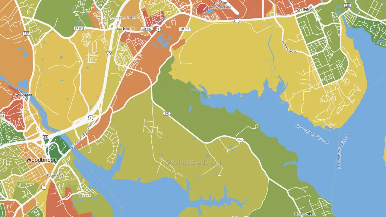 Mason Neck, VA Map of Drug-Related Crime Rates