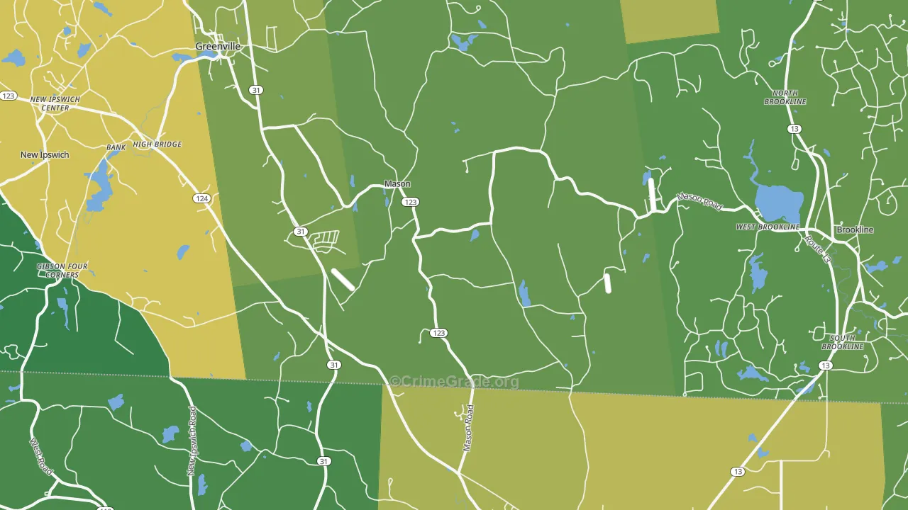 Mason, NH Map of Drug-Related Crime Rates