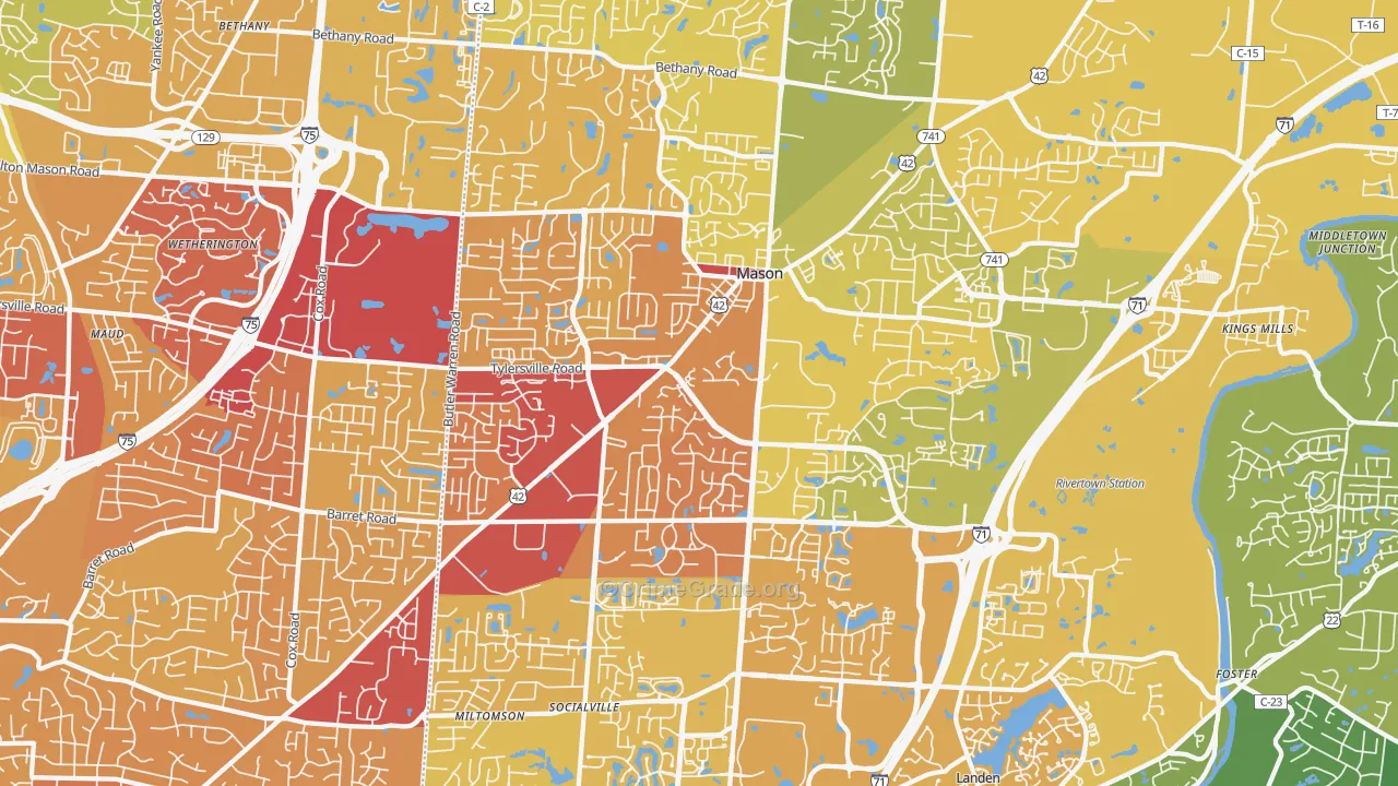 Mason, OH Map of Drug-Related Crime Rates