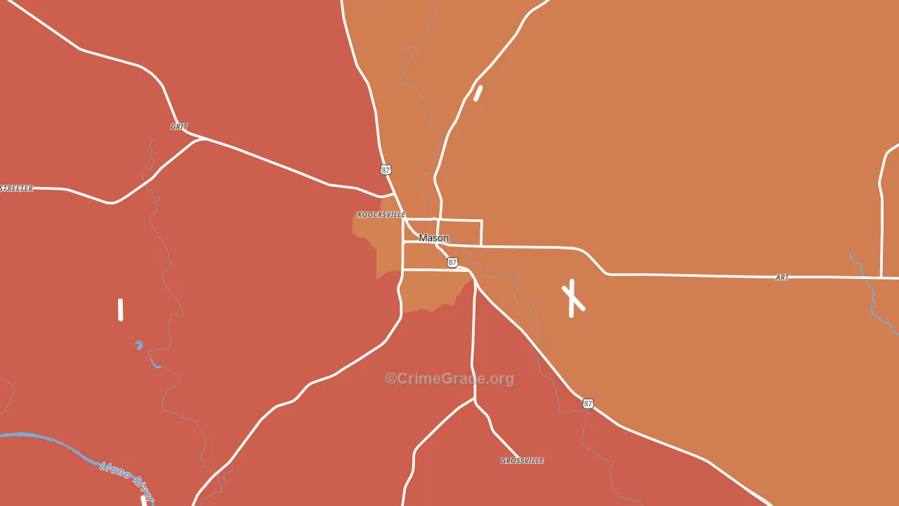 Mason, TX Map of Drug-Related Crime Rates