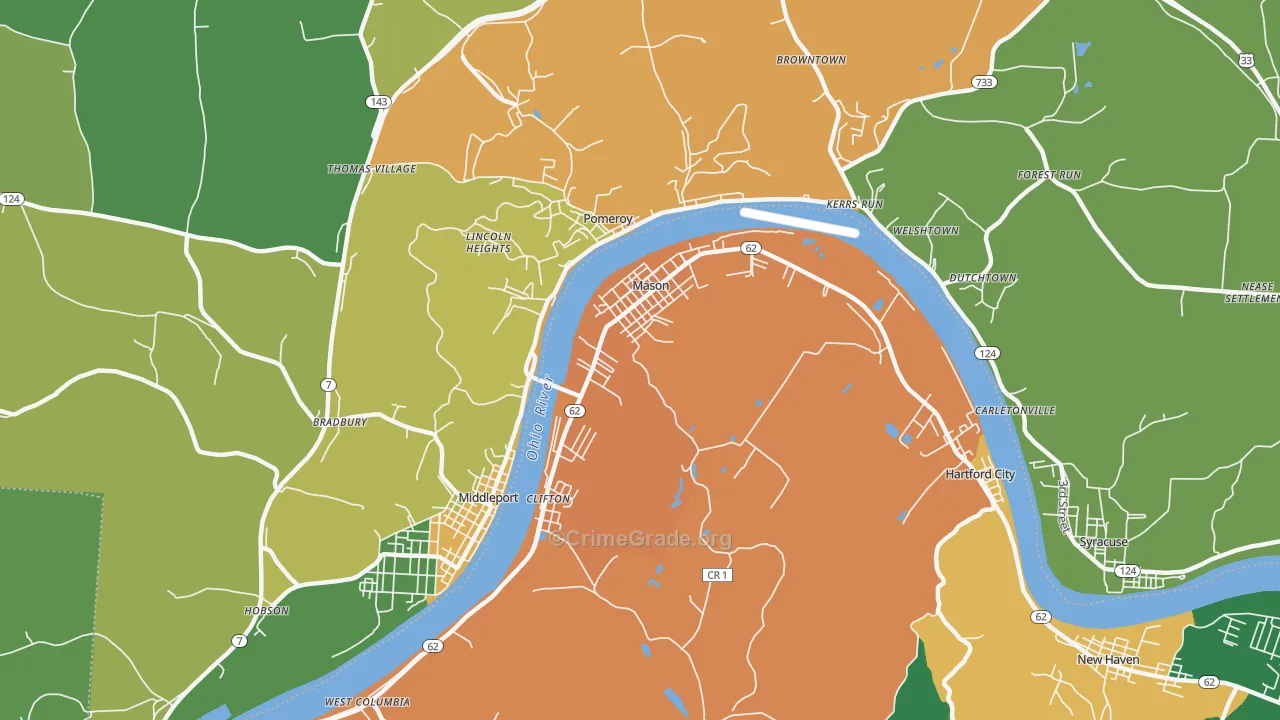 Mason, WV Map of Drug-Related Crime Rates