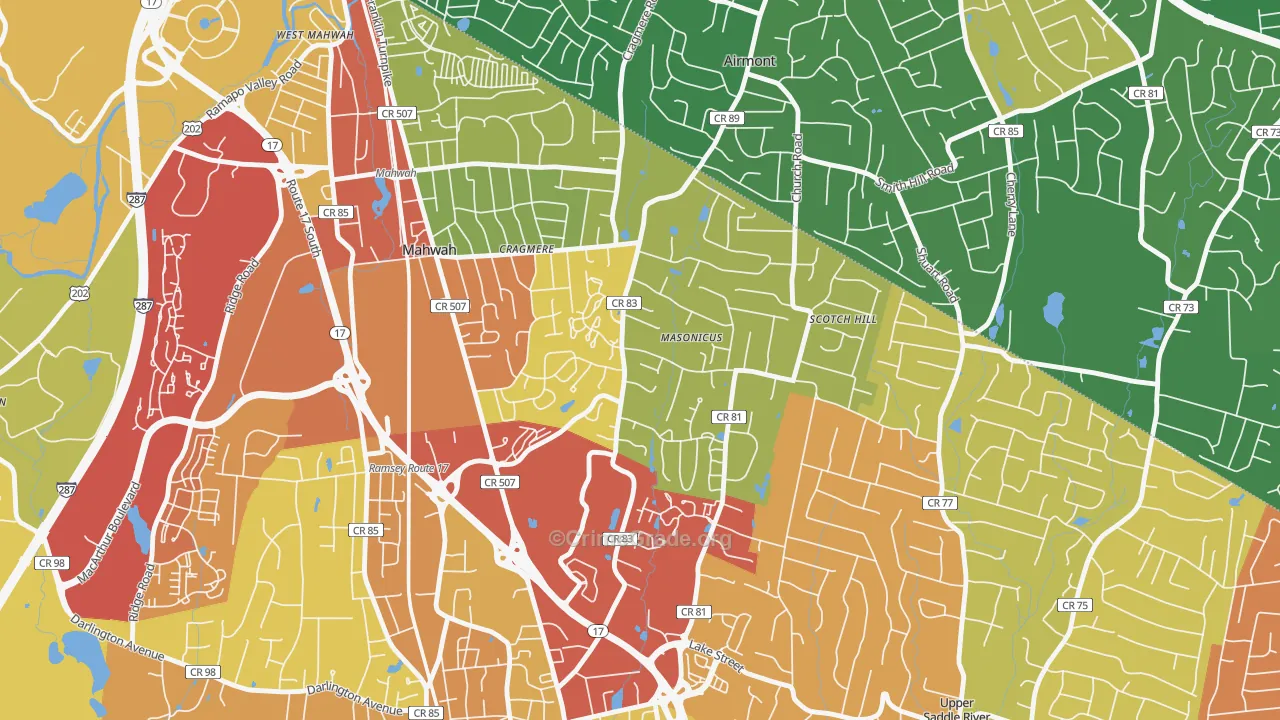 Masonicus, Mahwah, NJ Map of Drug-Related Crime Rates