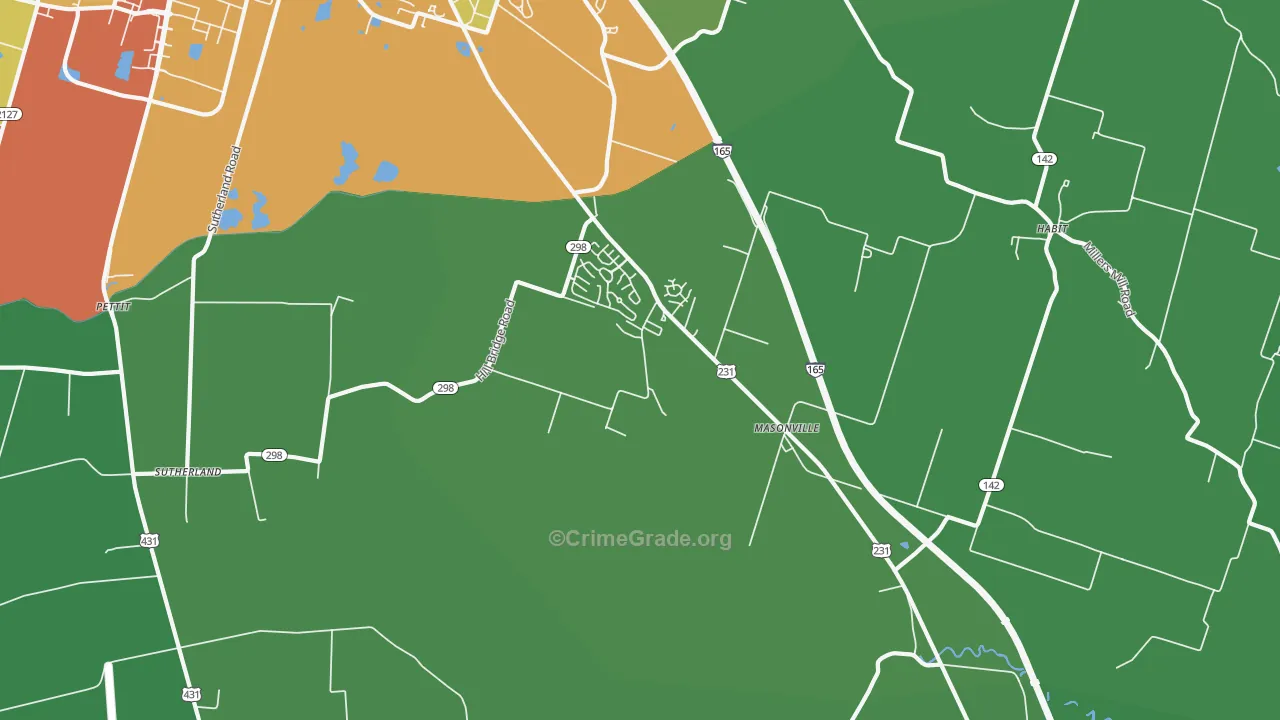 Masonville, KY Map of Drug-Related Crime Rates