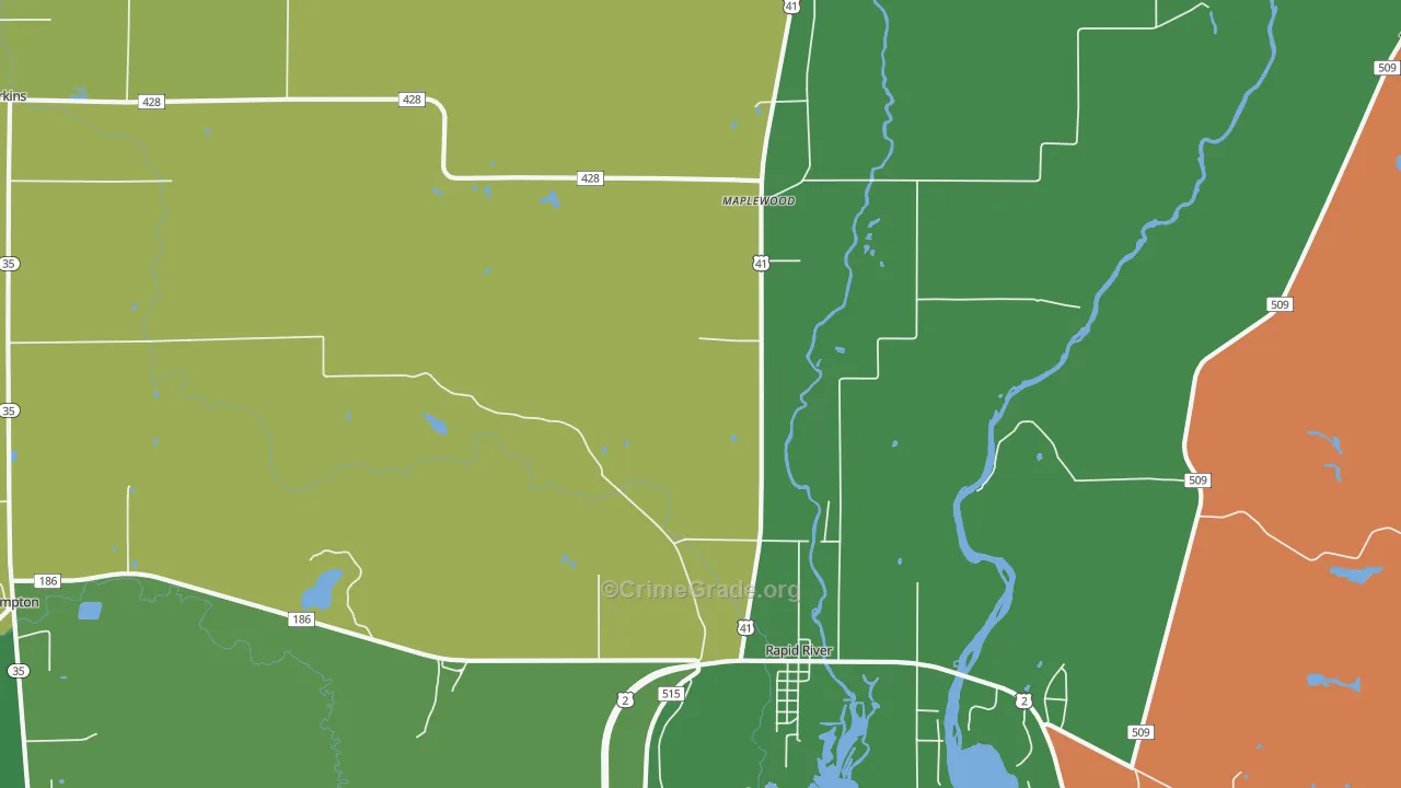 Masonville, MI Map of Drug-Related Crime Rates
