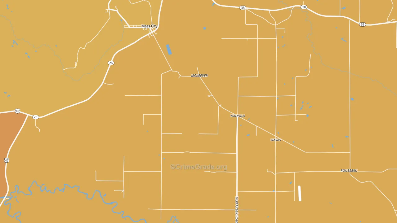 Mass City, MI Map of Drug-Related Crime Rates